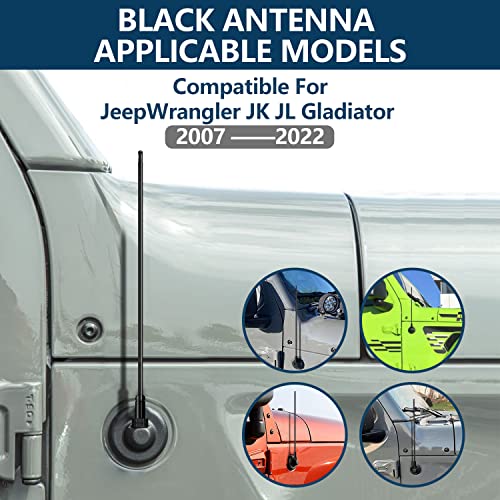 B.zssy Black Antenna 13 Inch Compatible For 2007-2022 Jeep Wrangler Jk/Jl Gladiator,Stainless Steel Jk Antenna #TOP3