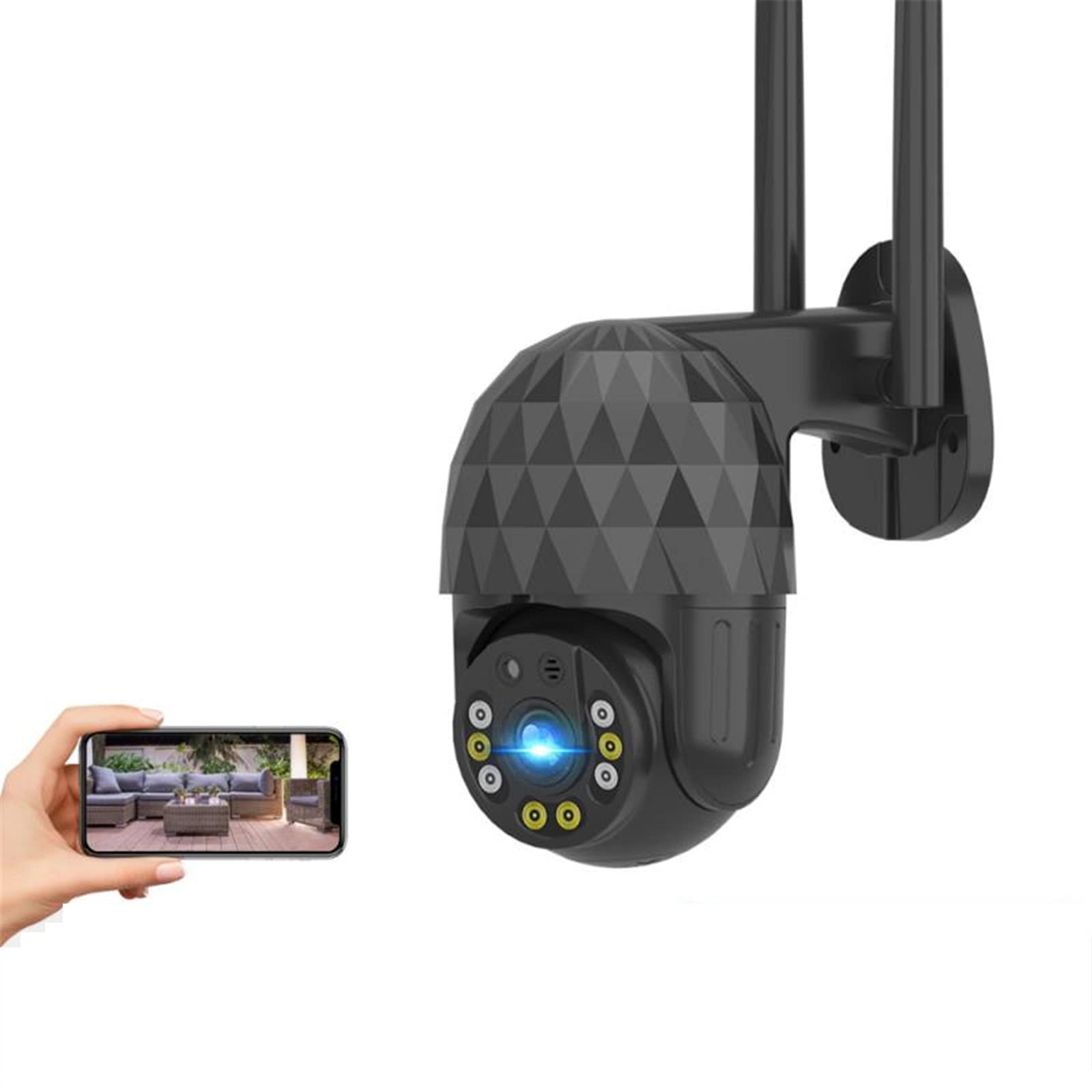 Caméra de sécurité Outdoor, 8 LED IP Caméra IP 2MP WIFI Vidéo Surveillance Vidéo Caméra de sécurité Vidéo Outdoor CCTV sans fil 1080p Détection de mouvement P2P
