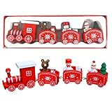 🎅【Decoración perfecta】Ligero para llevar portátil.Decoración ideal para festivales, fiestas, eventos festivos, árbol de navidad, etc. Adorable y mini diseño de tren de madera lo hace más atractivo para los niños. Decoración perfecta para la Navidad.