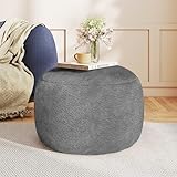 Gericco Round Stuffed Pouf Ottoman for Foot Rest, A Round Modern Foam Filled Poufs, Floor Chair for Living Room, Nursery, Dorm, A Soft Modern Foot Stool Perfect to Rest Your Feet (Grey, 20Inch)