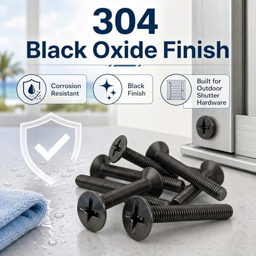 Image of Blulu 100 Pcs 1 /4 inch-20 x 1 Hurricane Shutter Fasteners, 304 Stainless Steel Sidewalk Bolts, Truss Head Machine Screws for Exterior Window Panels and Doors Hardware Black