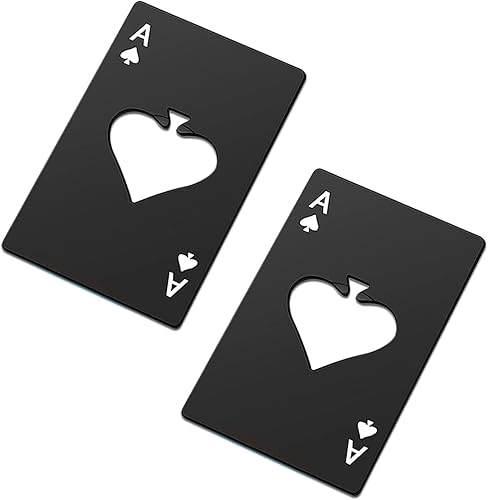 Tarjeta de póquer plana de acero inoxidable, 2 unidades, abrebotellas de cerveza, tamaño portátil de la tarjeta de crédito, abrelatas para bar de