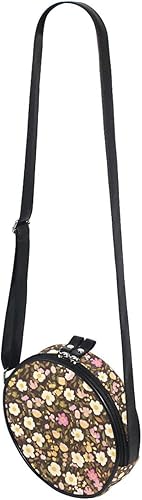 Miniatura 4 de Retro Vibrant White Flower Leaves Round Cute Crossbody Bags for Womens Beauty with Adjustable Strap Side Bags Date Canvas Messenger Purse