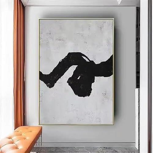 DFZEWKI Black and White Abstract Painting with Lines Modern Large Wall Art Canvas for Living Room Decor(30x40cm(12x16in)/No frame)