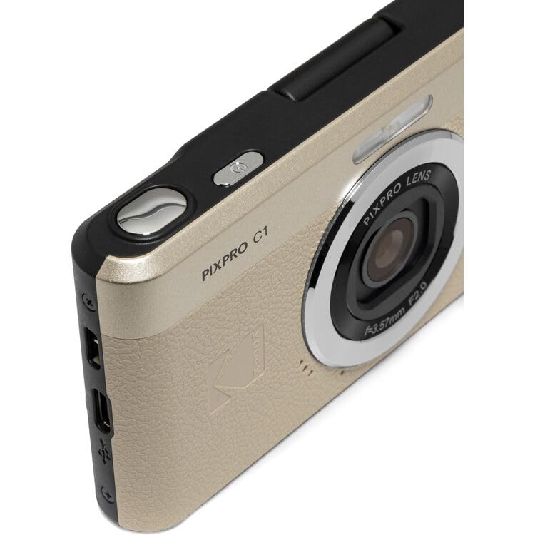 Kodak PIXPRO C1 Compact Digital Camera (Tan), 13MP Point and Shoot Camera for Selfies, Travel, Vlogging and Everyday Photos (C1-TN) + 32GB Card + Camera Bag + Cleaning Kit (7pc Bundle) - image 6