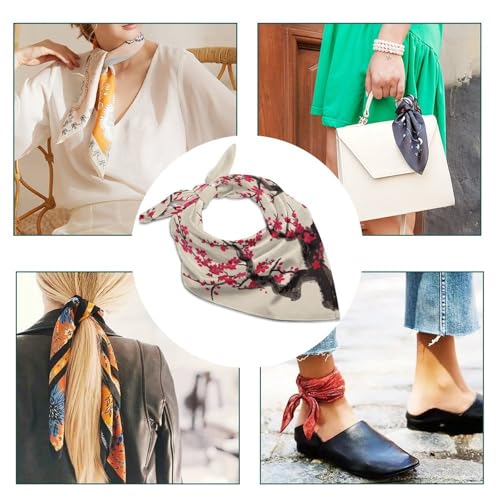 18"x18" Breathable Head Scarf Japanese Floral Cherry Blossom Printed Headscarf Lightweight Square Scarf Women Scarves Bandanas Neckerchief4