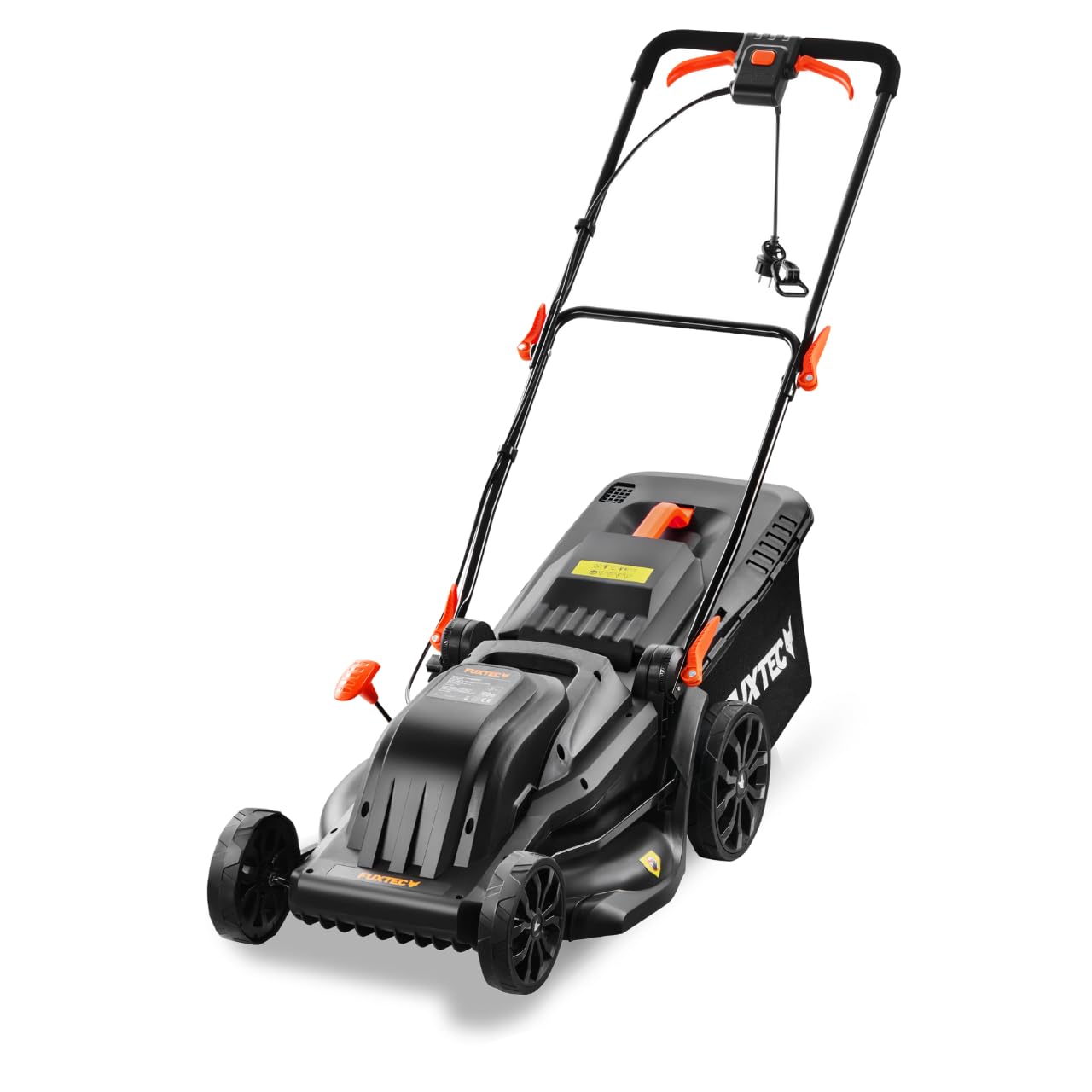 Cortacésped Eléctrico FUXTEC FX-RME43 – Ancho de Corte de 44 cm, Recogedor de 45 L, Altura Ajustable de 25-75 mm, Cortacésped Silencioso, Potente y Eficiente