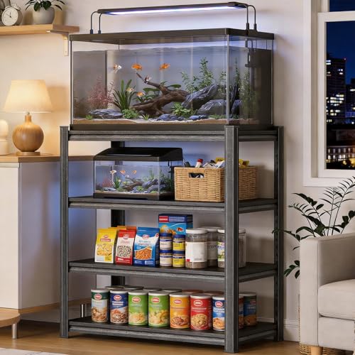 Notmise Metal Aquarium Stand for Fish Tank & Reptile Terrariums, 4-Tier Adjustable Rack, 1500 lbs Capacity (500 lbs per Shelf), 35.4\" L x 13.8\" W x 44.1\" H
