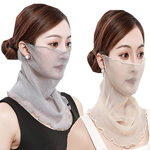 Women Silk Mask Veil Summer Anti-Dust Face Mask Neck Gaiter Sun Proof Face Cover UV Protection
