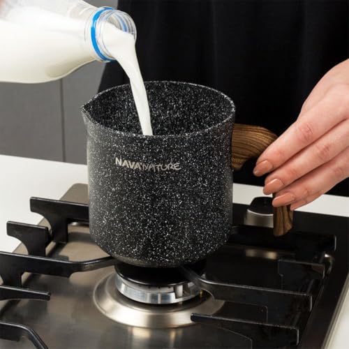 Foto von NAVA Milchtopf 1 L | Stielkasserolle mit Granitbeschichtung Nature zum Aufkochen von Milch | Schmelzen von Schokolade