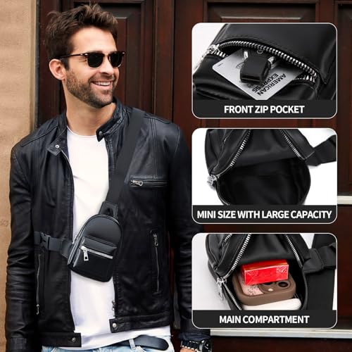 Peicees Mini Leather Sling Bag for Men Women Travel Daily Crossbody Bag Phone Holder3