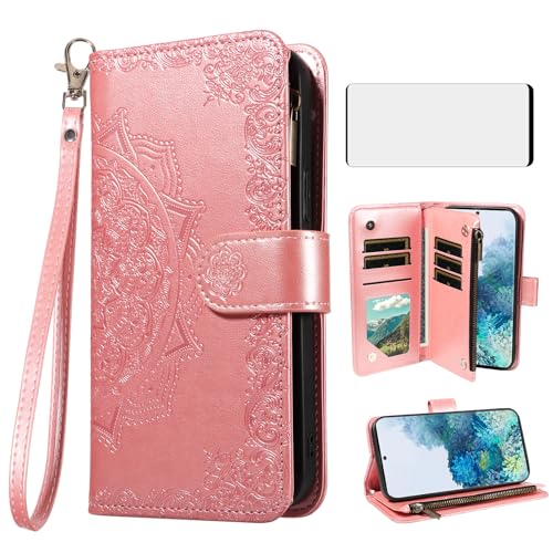 Coque Samsung Galaxy S20 Plus étui portefeuille cuir avec film protection écran verre trempé