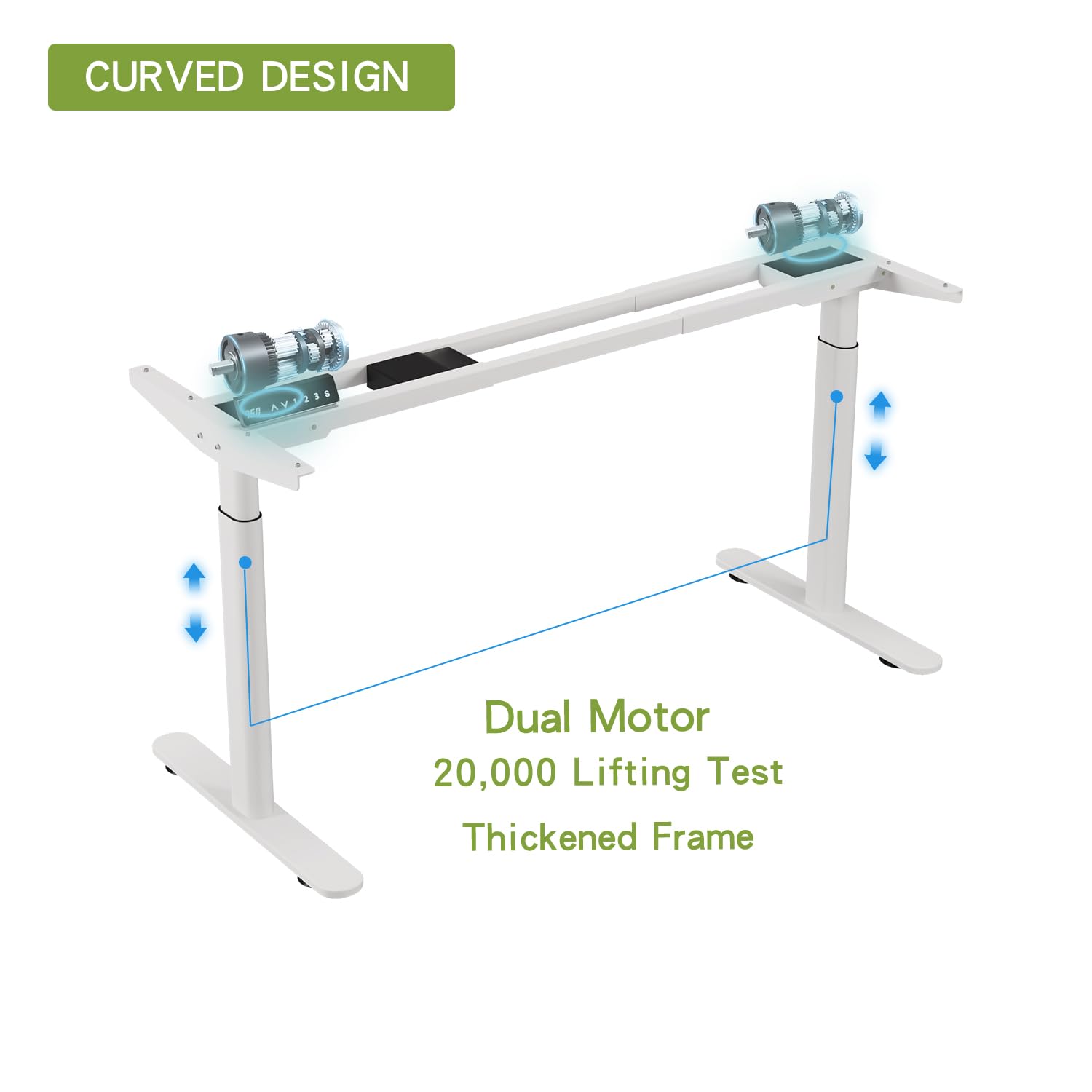 Radlove Supporto per Scrivania a Doppio Motore Regolabile in Altezza, Supporto da Tavolo Regolabile, Gambe per Scrivania da 120 a 178 cm con 4 Controlli di Memoria (Bianco + Gambe Cilindriche)
