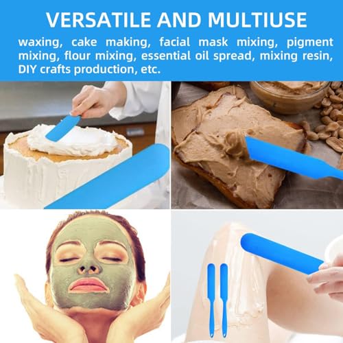 Image of 6Pcs silicone wax applicator Non-stick Waxing Applicator Hair Removal Sticks Applicator Spatula Reusable Hard Wax Scraper for Home Salon Body Use (Blue)
