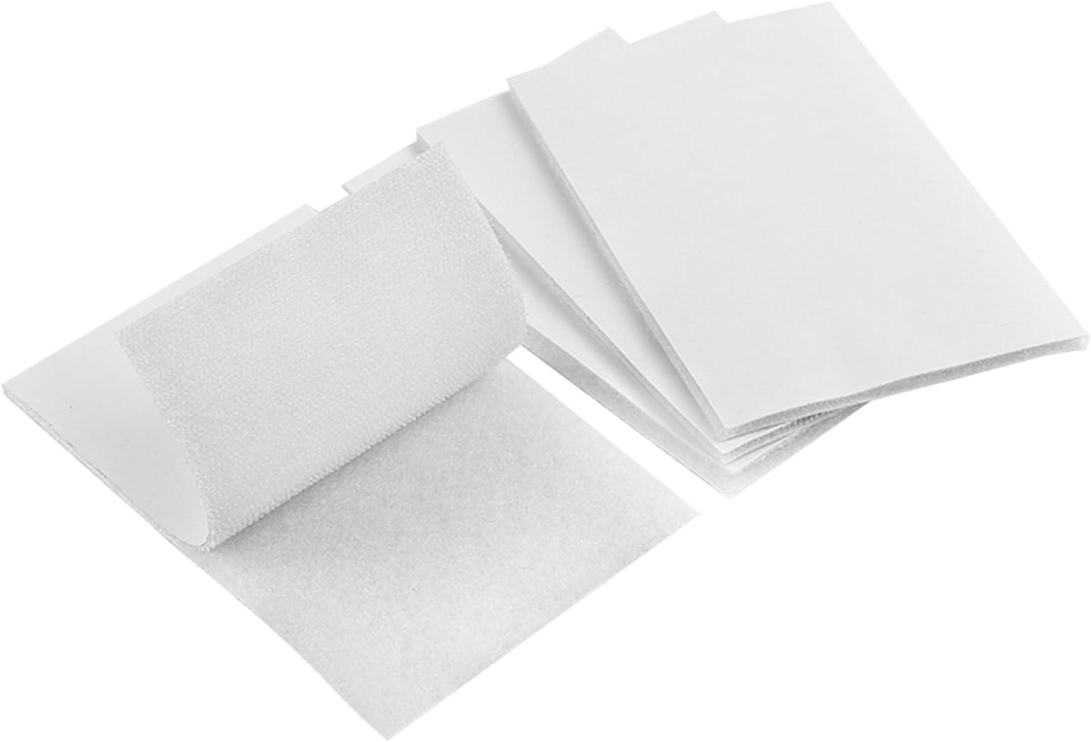 4x6 Inch Hook and Loop Tape Heavy Duty - 4 Sets - Strong Back Adhesive Fastener for Home Office Indoor Outdoor Use - Instead of Holes and Screws, White
