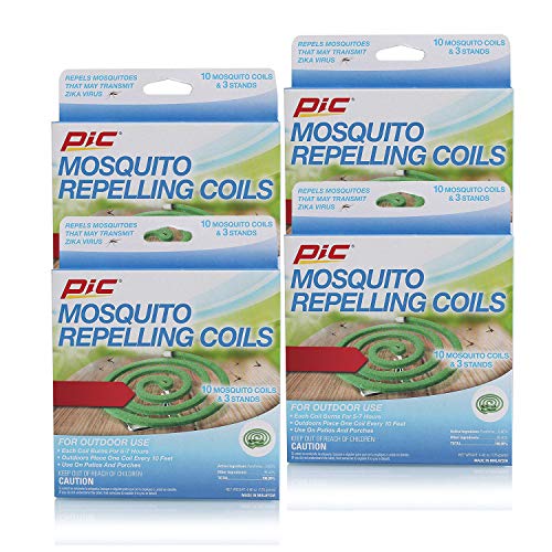 PIC Mosquito Repelling Coils, 10 Count Box, 4 Pack - Mosquito Repellent for Outdoor Spaces - 40 Coils Total