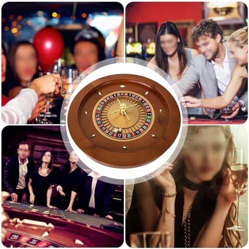 Ruleta de Madera, Plato Giratorio de Madera Maciza para Casino, Ideal para Noches de Juegos en casa y Fiestas de Entretenimiento. Diseño portátil de 18/20 Pulgadas.