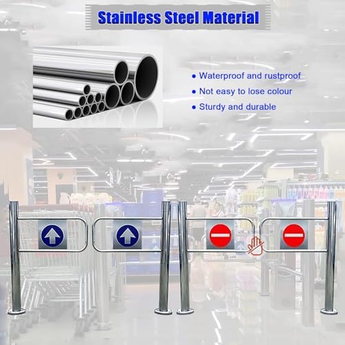 Automatic Swing Gate - Stainless Steel One-Way Door Access Device for Stores & Libraries, 120cm (47.25") Push-Only Security Entrance & Exit Solution