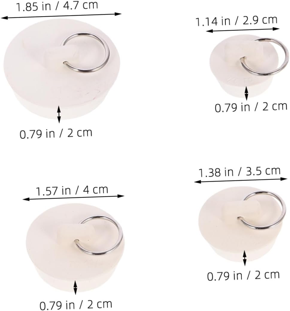 GANAZONO 8pcs Rubber Drain Stopper Plug Set, Universal Tub and Bathroom Sink Drain Stoppers with Hanging Ring, Multiple Sizes for Kitchen, Washbasin, and Bathtub Sealing