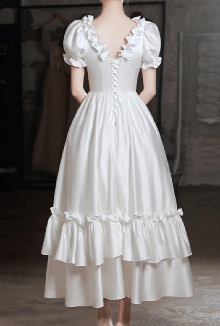 Hengsha Pling Victorian Ball Gown for Women Marie Antoinette Dress Off Shoulder Satin Princess Gown