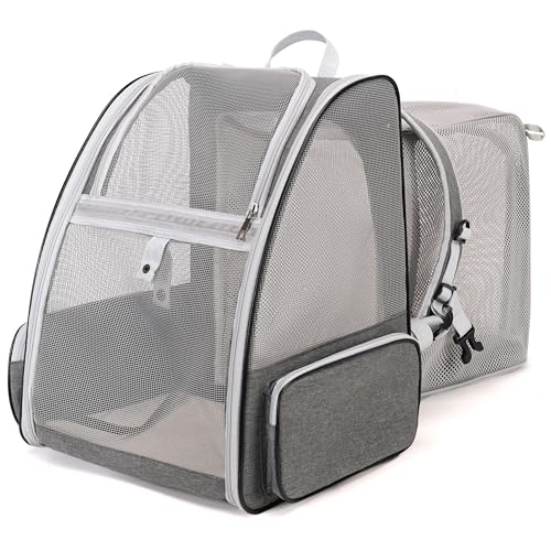 Kommodum – Zaino Trasportino Gatto Cane Estensibile Cuccia Portatile Espandibile Borsa Porta Animali Pieghevole per Cani Piccoli Gatti Medi Fino a 6 KG Portatile Cuccioli Traspirante Grigio 06es