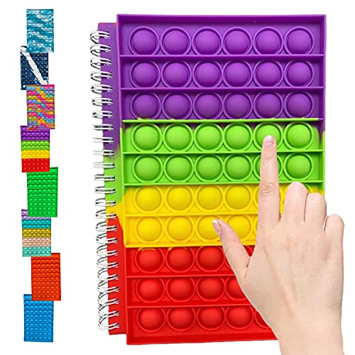 XIAOYIYI Pop It Notebook, Colorful Organization Notebook Libretas y Cuadernos, Rainbow Colors 50page Lined School Kids Notebook, Fidget Toy Wide-Ruled Paper Composition Notebook Journal