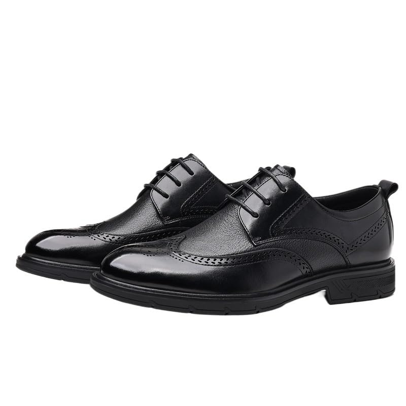 Men's Dressy Suit Tuxedo Metal Shoelaces Weeding Prom Derby Shoes Fashion Classic Carved Lace Up Leather Low Heels Derby Shoes for Men