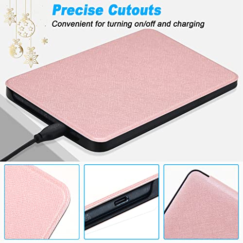 Image of DMLuna Case for Kobo Clara BW (Model N365) / Clara Colour (Model N367) / Clara 2E 6 inch, Ultra Slim Lightweight Folio Premium PU Leather Protective Cover with Auto Sleep /Wake Function, Rose Gold