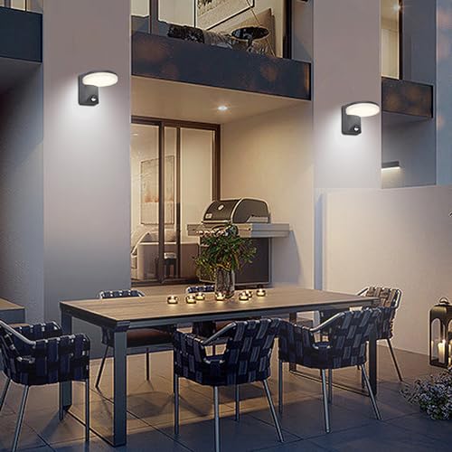 FLORNIA Outside Light with Motion Sensor Outdoor Wall Lighting Mains Powered PIR Aluminum External Weatherproof lamp for House 800LM 12W 4000K IP44 - Image 6