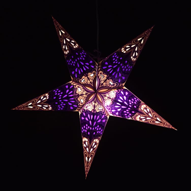 Purple Charm Paper Star Lantern with 12 Foot Power Cord Included