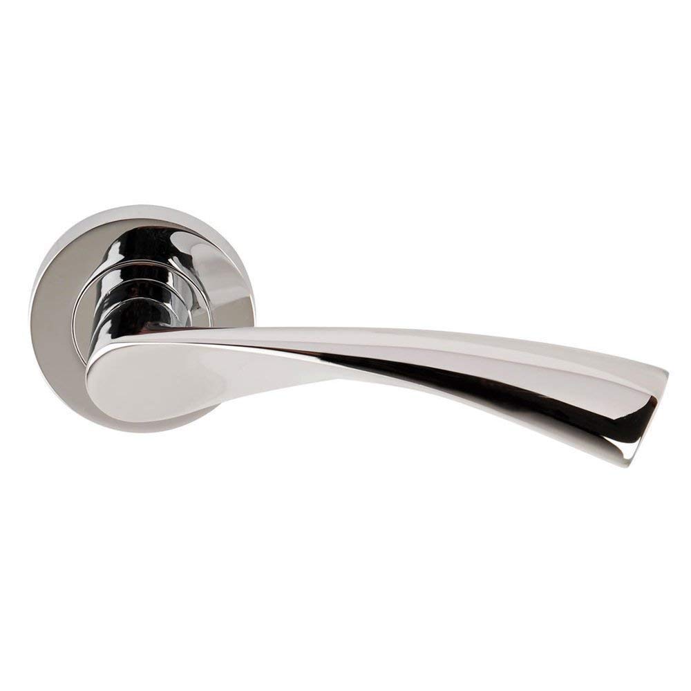 Jiyo.outdoor Polished Chrome Astrid Door Handles On Round Rose In Finish