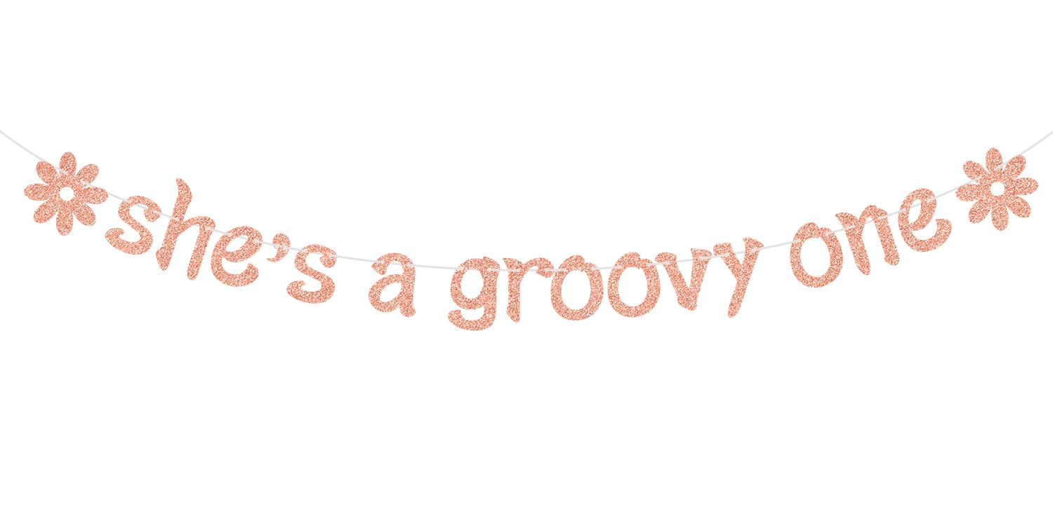She's a Groovy One Banner, Miss Onederful, Groovy 1st Birthday Décor, Daisy Flowers Happy 1st Birthday Party Decorations Supplies for Girls