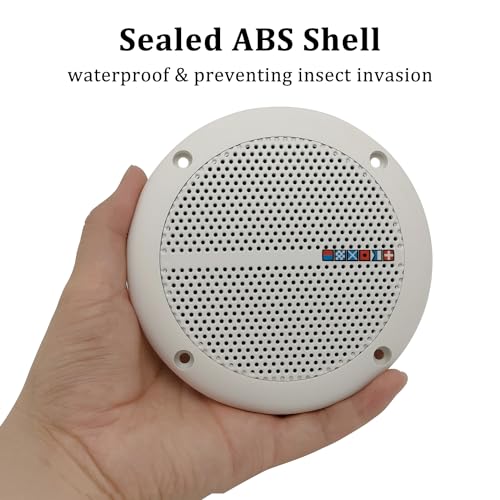 Image of HiQltyla 5.25 Inch Waterproof Marine Boat RV Hot Tub Outdoor Speaker, WEAH-400 25 Watt Dual Cone 2 Way Full Range White Color (Sold as a Pair)