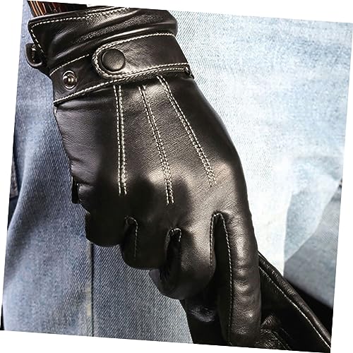 Guantes de conducción contra manos heladas con cuero PU impermeable 3