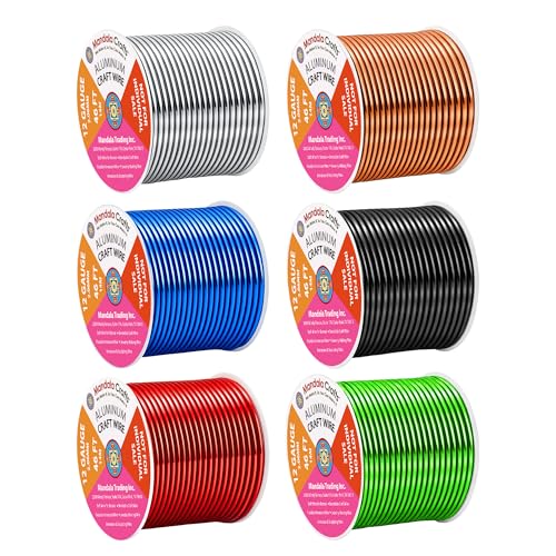 Image of Mandala Crafts 12 GA Black Red Green Assorted Anodized Aluminum Craft Wire | 276 FT, Colored, Flexible, Bendable for Bonsai Armature Sculpting Wire Wrapping Jewelry Making, Weather & Tarnish Resistant