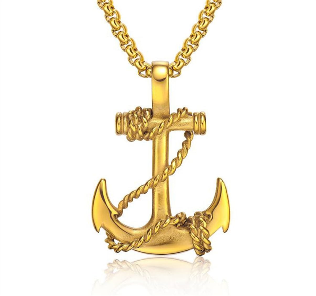 LXSSLY Anchor Necklace for Men,Vintage Pirate Necklace,Gothic Stainless Steel Pendant,Punk Anchor Chain Jewelry for Women