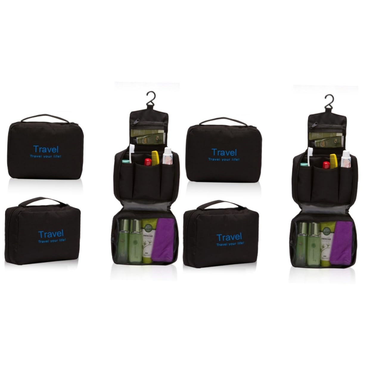 Mikinona 2 Pz Borsa Organizer Per Cosmetici Da Viaggio Borsa Per Articoli Da Viaggio Organizzatore Di Articoli Da Toeletta Da Organizer Da Sospeso Pochette Trucchi Black