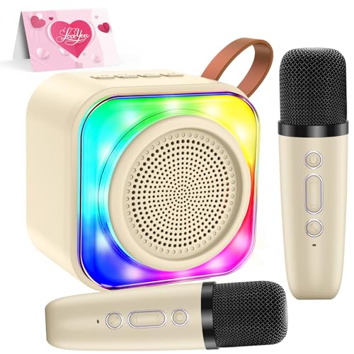 Microphone Karaoké Enfant sans Fil 2 Micros - Jouet Musical avec Effets Lumière, Cadeau Fille 3-12 Ans (Anniversaire/Noël) - Compatible Bluetooth