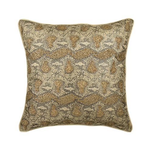 The HomeCentric Or Coussin, 35x35 cm Faux Cuir et Daim Coussin De Canape, Housse de Coussin avec Perle & Impression, Animal Coussin De Canape, Moderne Coussin...