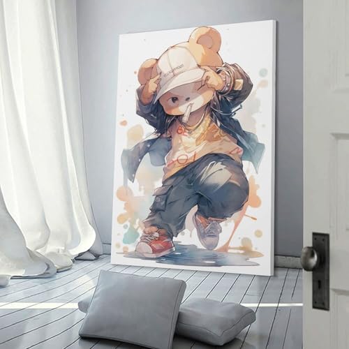 Peinture de rue ours coloré pour décorer un salon contemporain