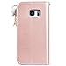 Galaxy S7 Case, CinoCase Luxury 3D Bling Crystal Rhinestone Wallet Leather Purse Flip Card Pouch Stand Cover Case with Shiny Diamond Pearls & Lovely Heart Pendant for Samsung Galaxy S7 - Rose Gold