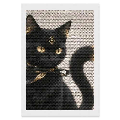 Kit peinture diamant chat noir DIY broderie diamant ronde déco