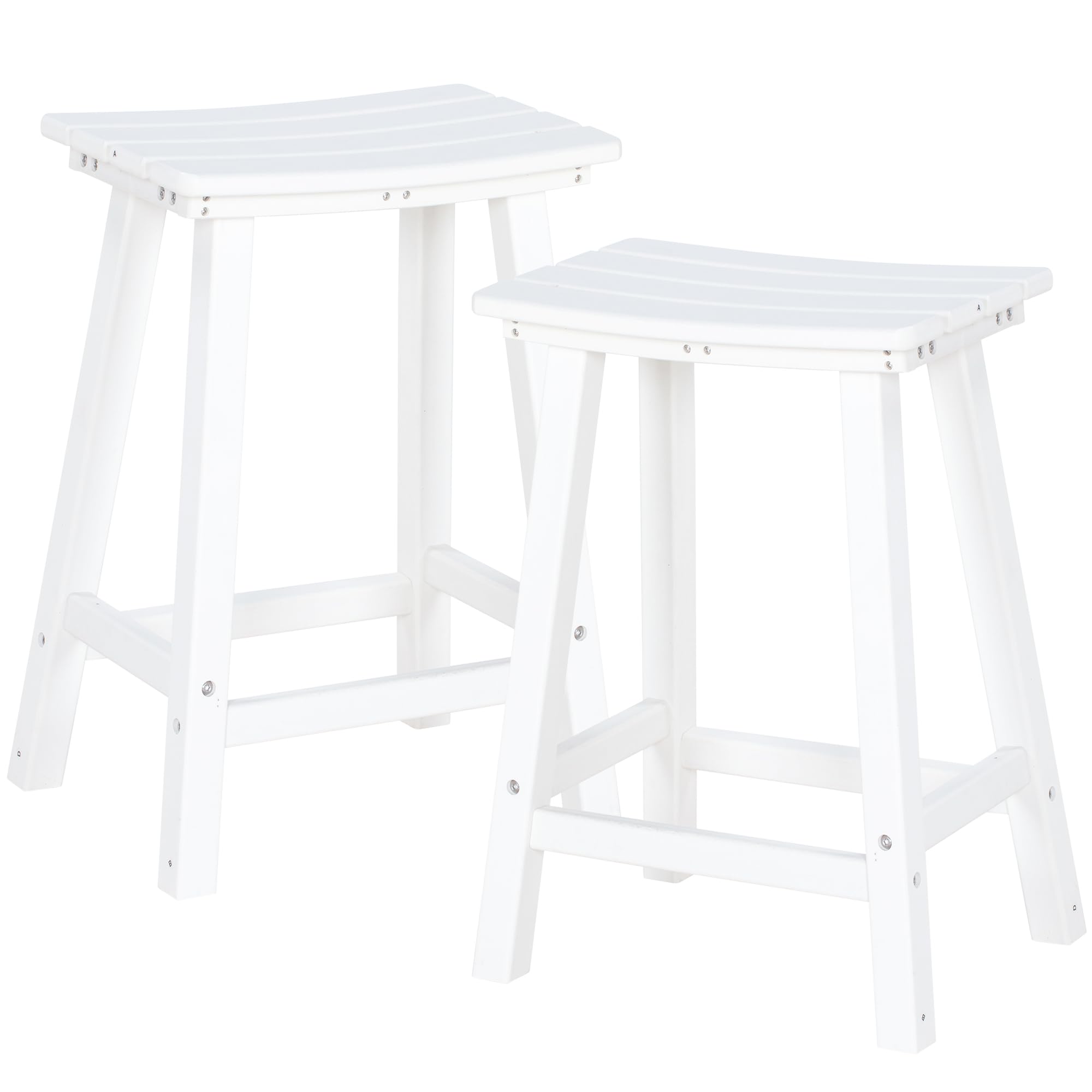 nalone 24 Inch Outdoor Bar Stools Set of 2, HDPE Bar Chairs with Footrest, Weather Resistant Barstools Outside Counter Height Stools for Patio Balcony