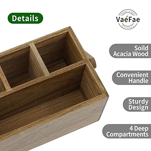 Vaefae Acacia Silverware Caddy With Handle, Wooden Utensil Holder, Mulip-Pose Organizer For Kitchen thumb #3