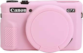 G7X Mark II Case,Soft Silicone Protective Case Ultra-Thin Lightweight for Canon PowerShot G7X Mark II Camera with Removable Lens Cover Pink