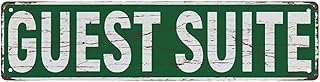 Metal Sign tin Signs Guest Suite - Vintage Rustic Retro Funny Metal Tin Sign, Wall Decor for Home, Garage, Bedroom, Guest House, Rental Space 4x16 inch
