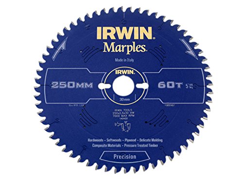 IRWIN IRW1897457 250 x 30mm 60-Teeth Irwin Marples Circular Saw Blade with ATB Tooth Grind/ Negative Hook