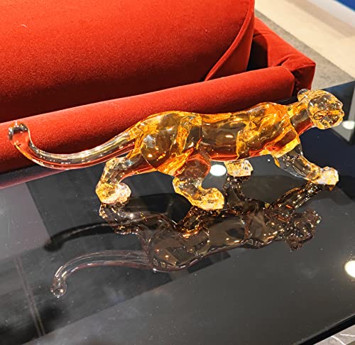Darmomoon Leopard Panther Acrylic Statue Sculpture Figurine Collectible Home Office Desk Decorative Ornament 16''L (Amber) #TOP2