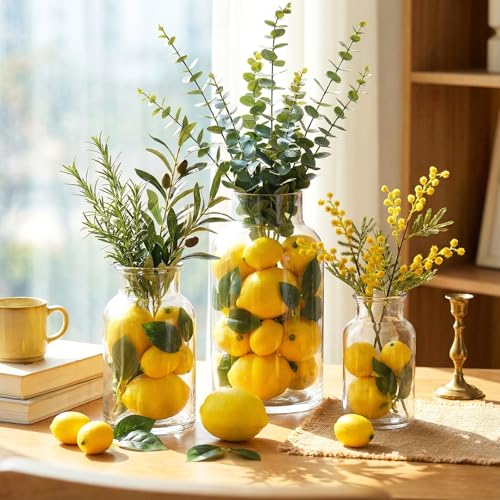 image for Norme 56 Pcs Artificial Lemon Table Centerpieces, Faux Yellow Lemons A