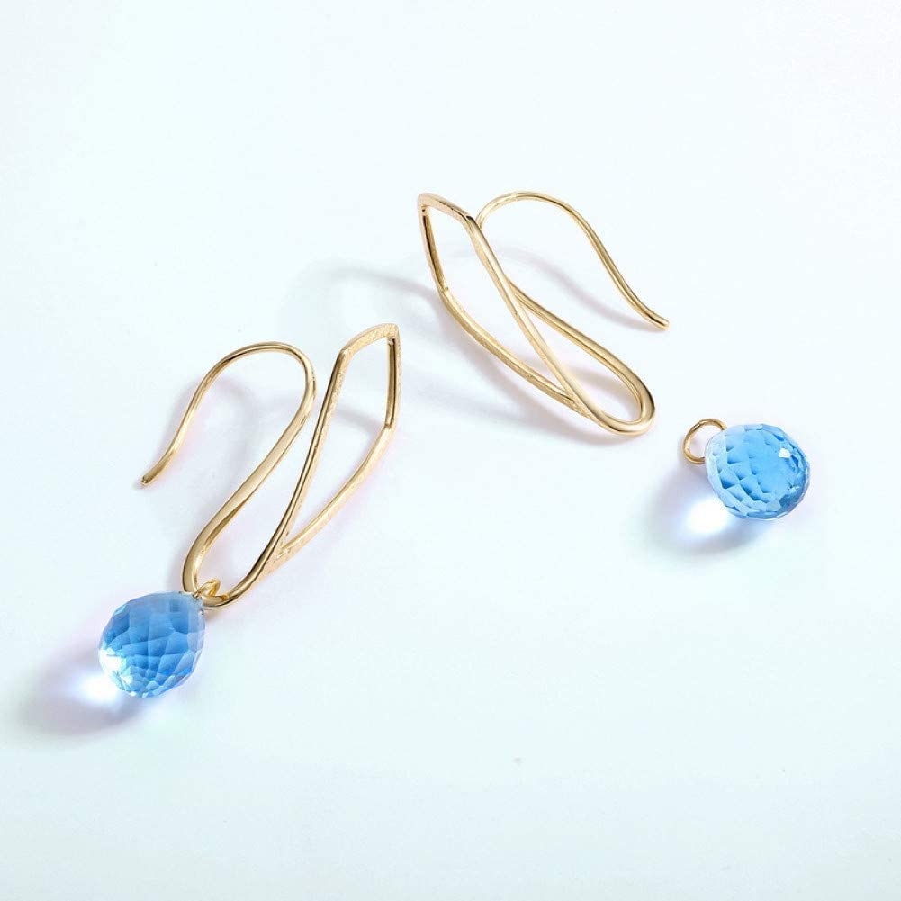 Ohrringe für Damen, Sterlingsilber, Persönlichkeit, hohl, vergoldet, blauer Kristall, glänzend, Anhänger, Ohrlinien